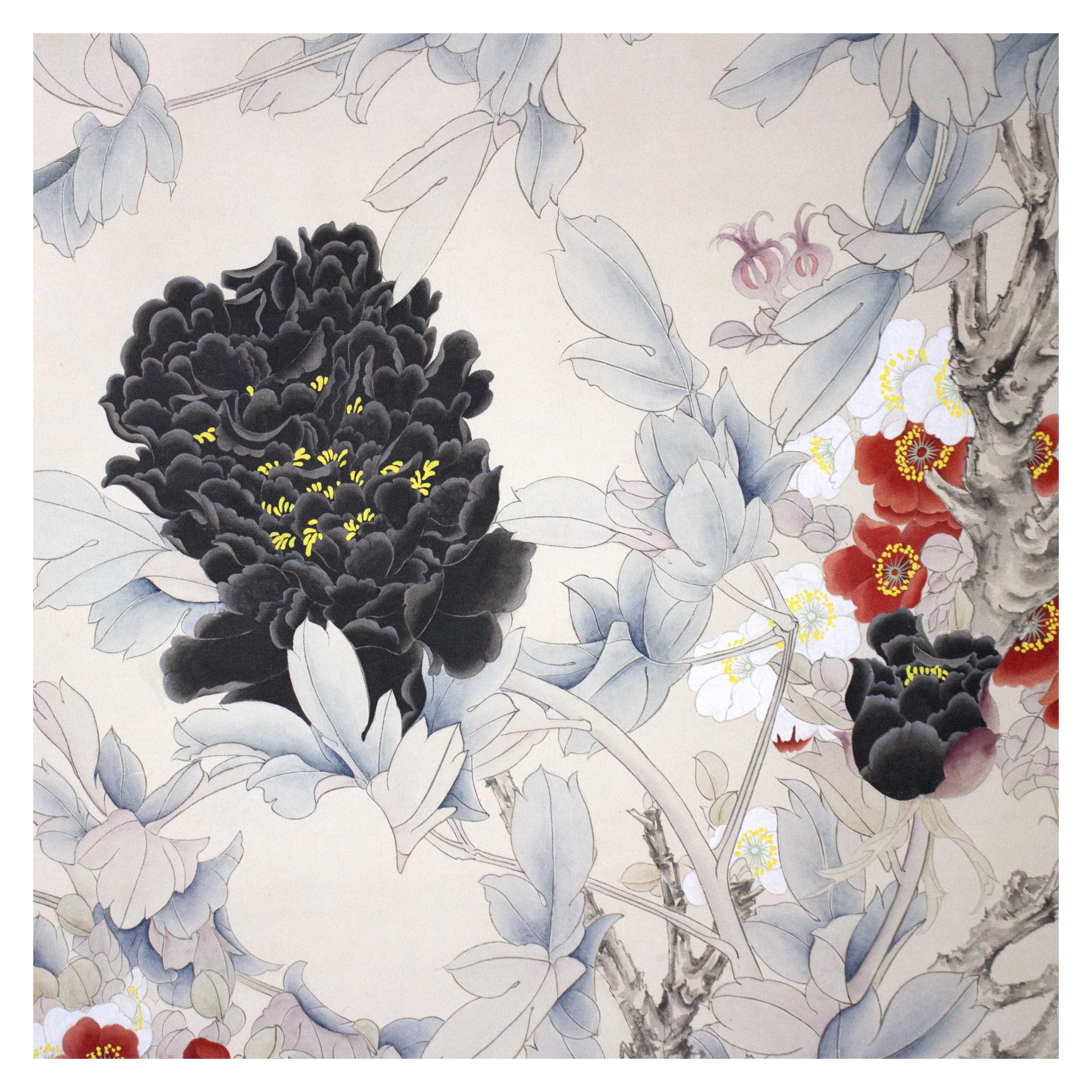 苗乃军《富贵花开》著名工笔花鸟画家