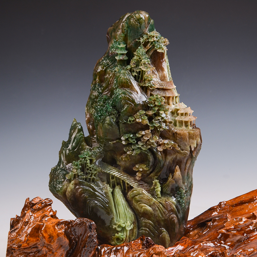 【秀水青山】王超麟玉雕工作室作品独山玉摆件