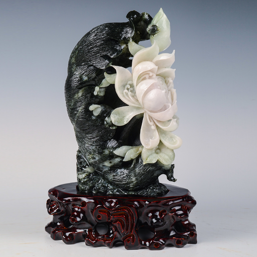 【源头好货-镇平】【荷韵】王超麟玉雕工作室作品独山玉摆件