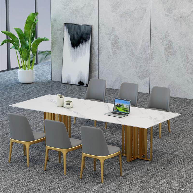 北欧岩板大会议桌长桌现代简约办公桌长条工作台轻奢会客洽谈桌椅