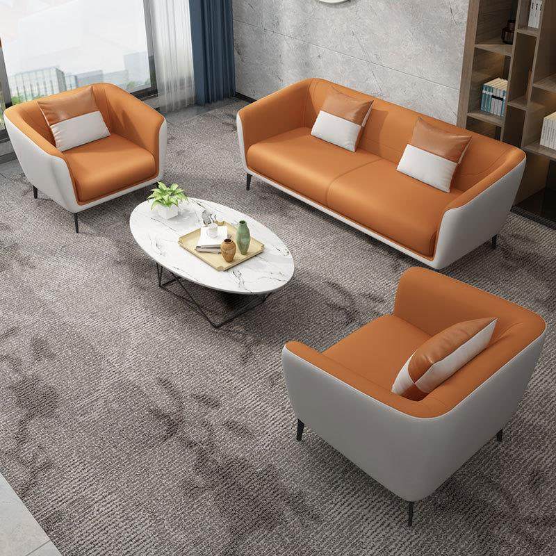 办公室沙发简约现代商务接待室茶几组合套装会客区小型三人位轻奢