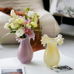 高级感中古芬顿花瓶摆件客厅水养插鲜花玻璃粉色创意简约装饰现代