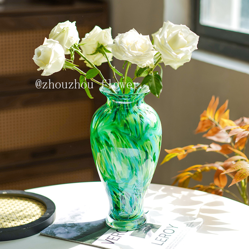新中式琉璃复古花瓶餐桌高级感艺术摆