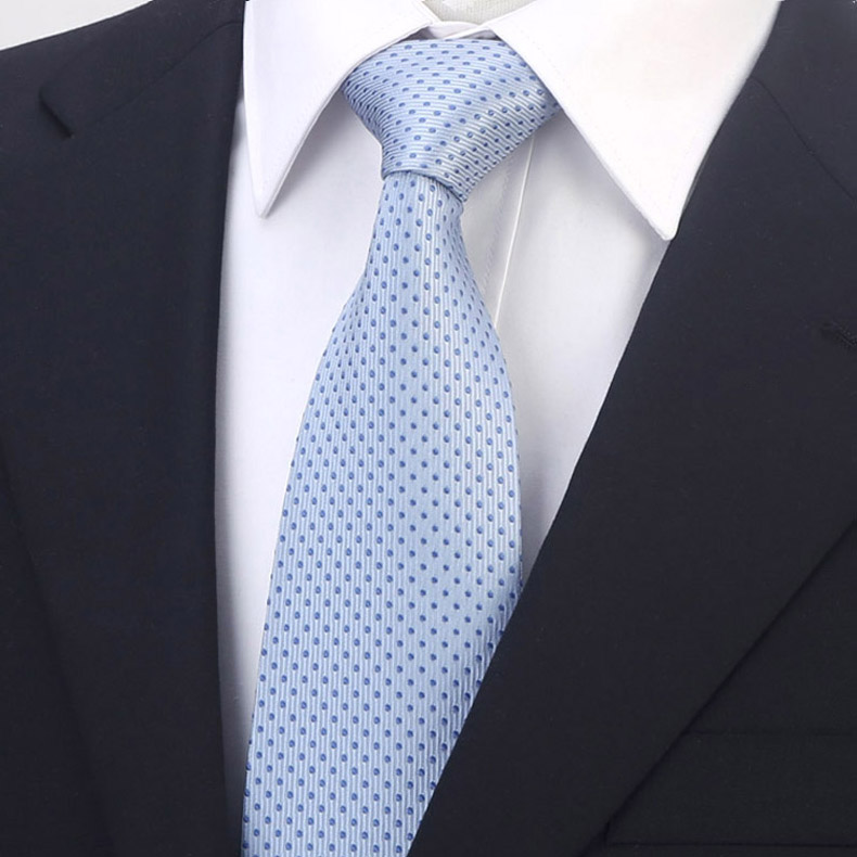 高档真丝男领带正装商务蓝色宽高级感