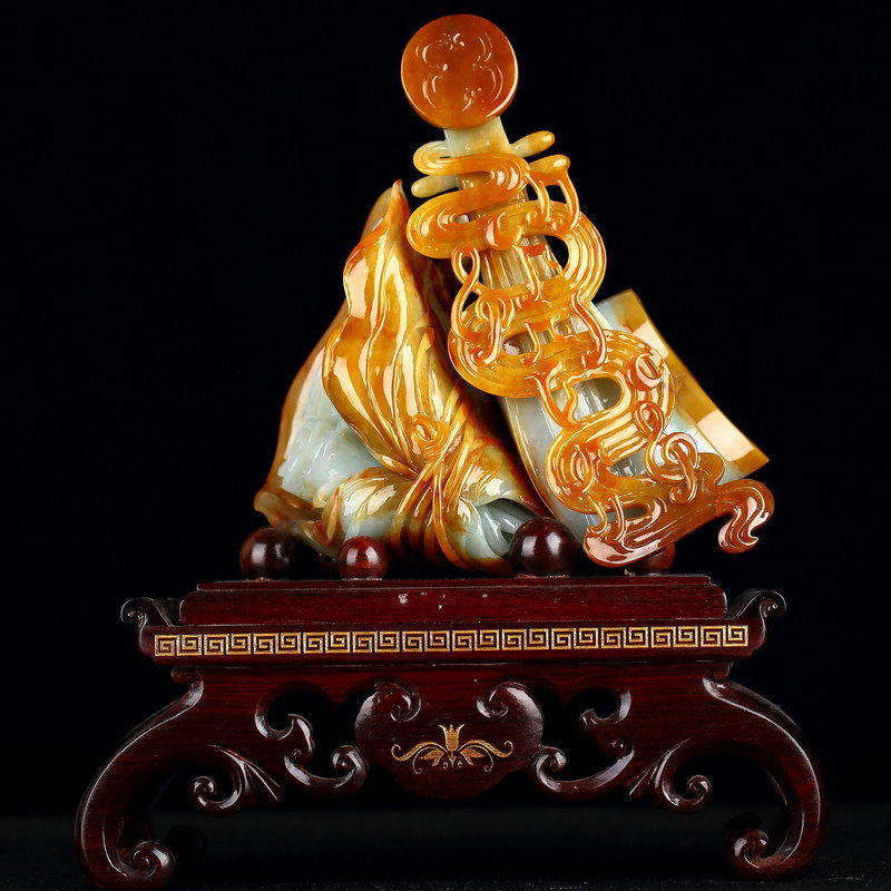 玉雕大师刘智晓作品 糯种红翡翡翠琴棋书画摆件1595g