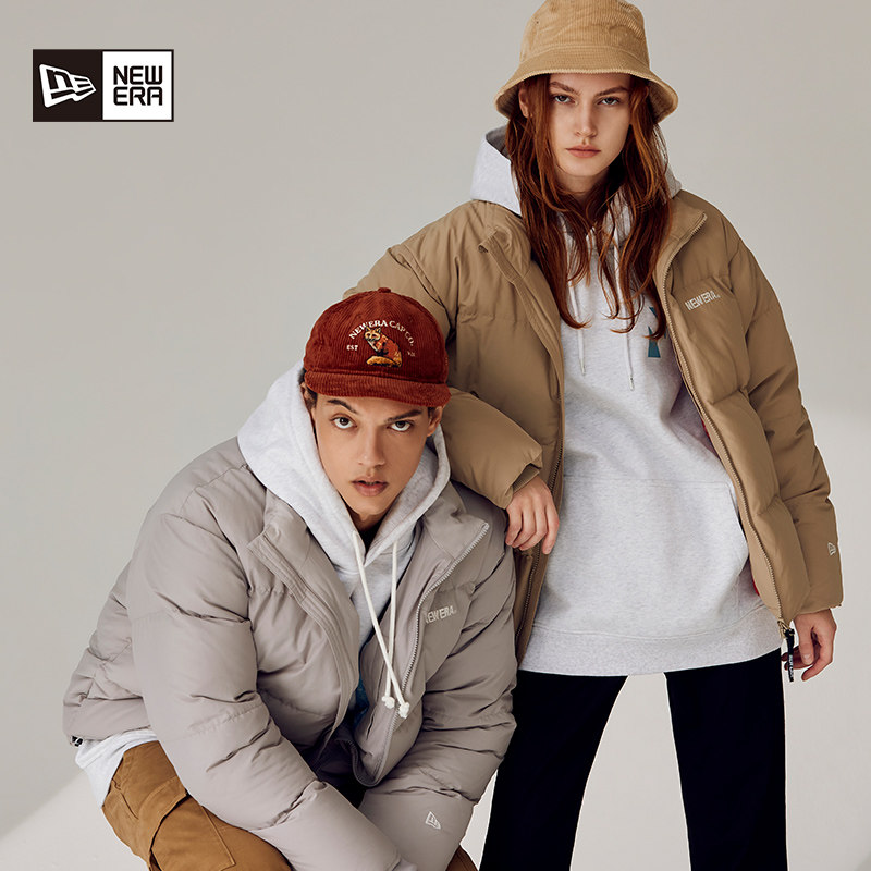 newera纽亦华2021冬季内里腰果花印花宽松羽绒服男女潮保暖外套