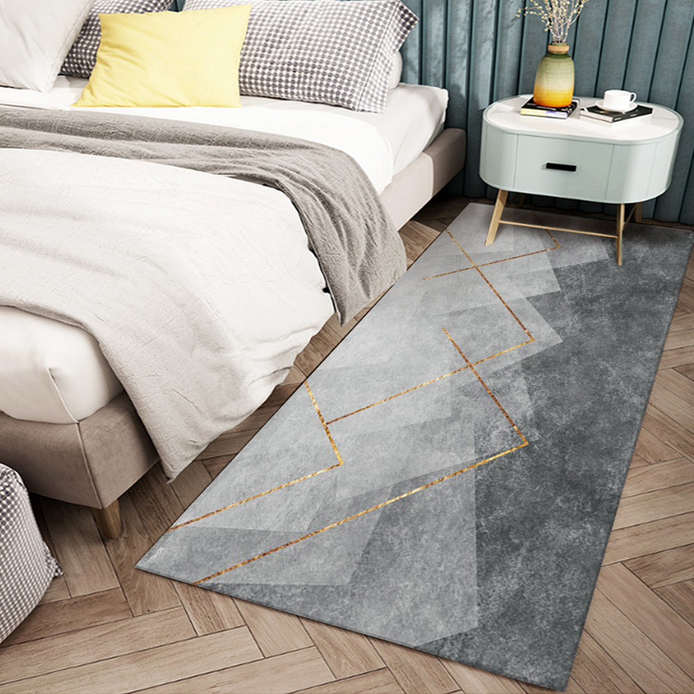 北极绒地毯自营店-ins风卧室地毯高级轻奢长条垫子简约床边