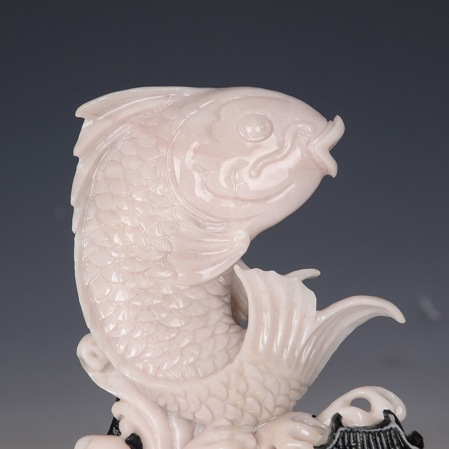 【源头好货-镇平】【鲤鱼跃龙门】薛苗苗玉雕工作室作品摆件420g