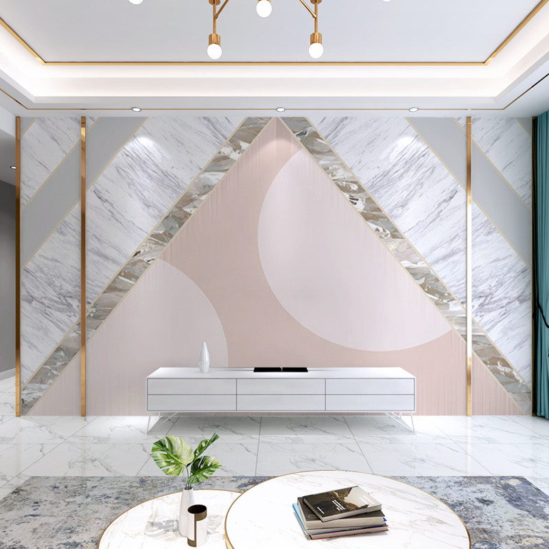 现代简约大理石纹电视机背景墙壁纸北欧客厅影视墙纸沙发装饰壁画