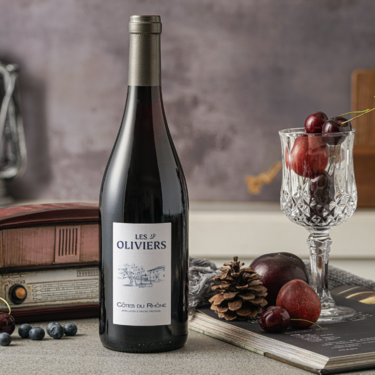 法国原瓶进口罗纳河谷 rhone 西拉歌海娜老藤干红葡萄酒 750ml