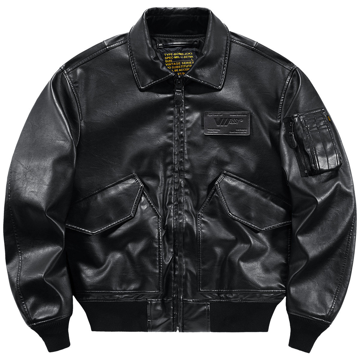 vip春季皮衣男短款韩版飞行员夹克翻领帅气机车服大码工装外套潮