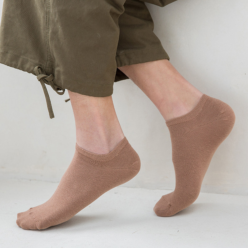 袜子男短袜流行白色船袜男士纯色纯棉袜低邦浅口隐形爆款防滑袜子