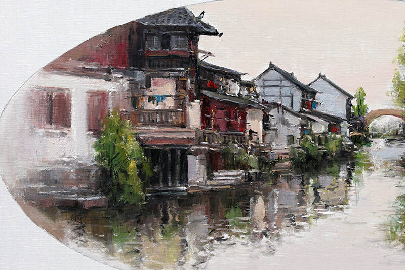 陈海宝《印象江南系列一》布面油画50cmx100cm