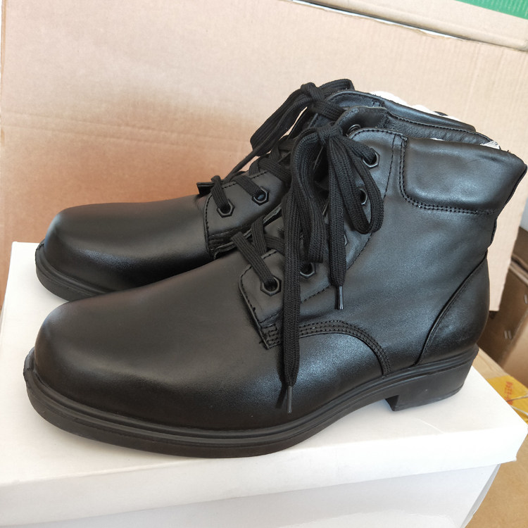 福中库存绒皮鞋冬季加绒半高帮牛皮鞋男方头老款防寒短靴系带瑕疵