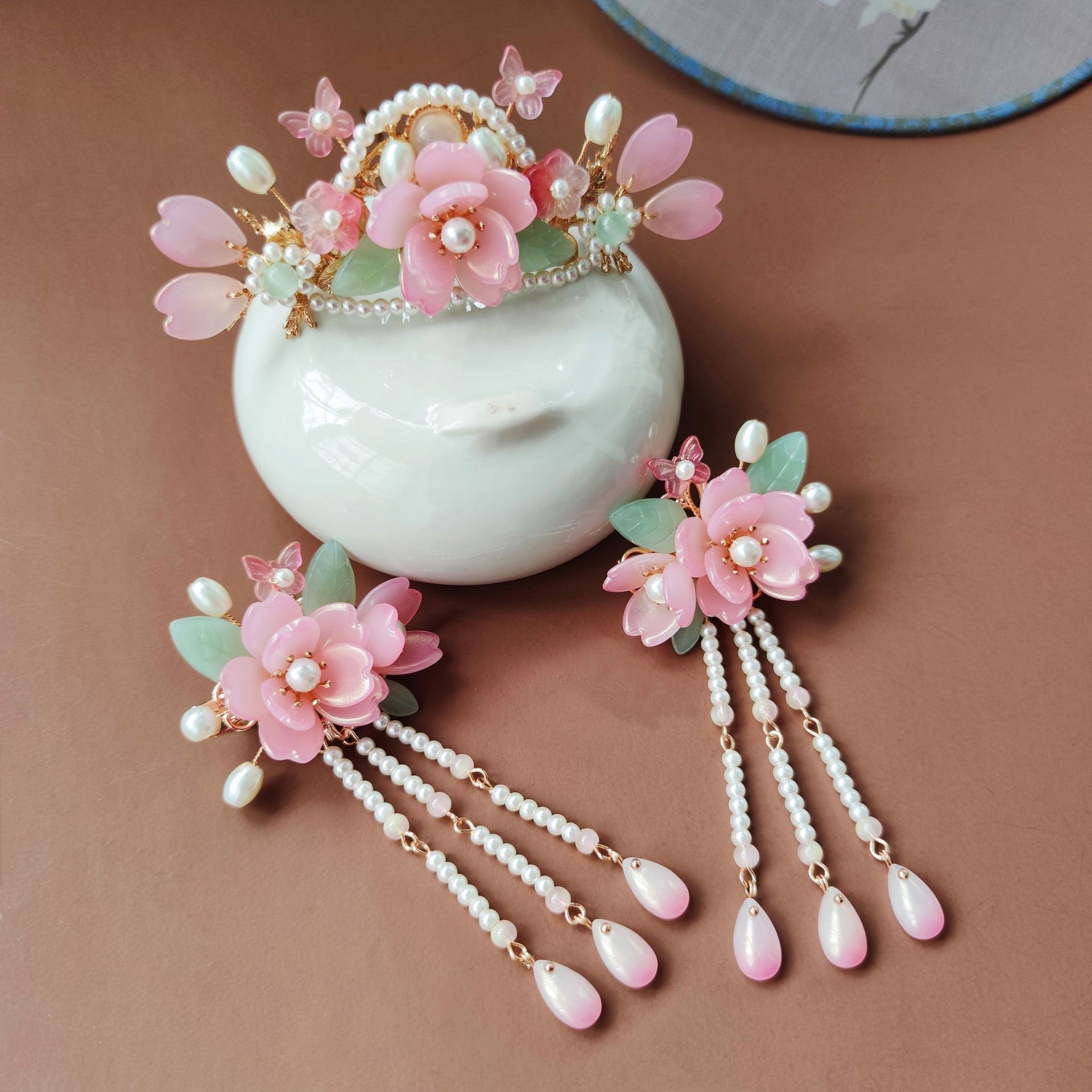 女童发饰高端春夏新款小孩超仙古装配饰儿童汉服发夹发冠古风头饰