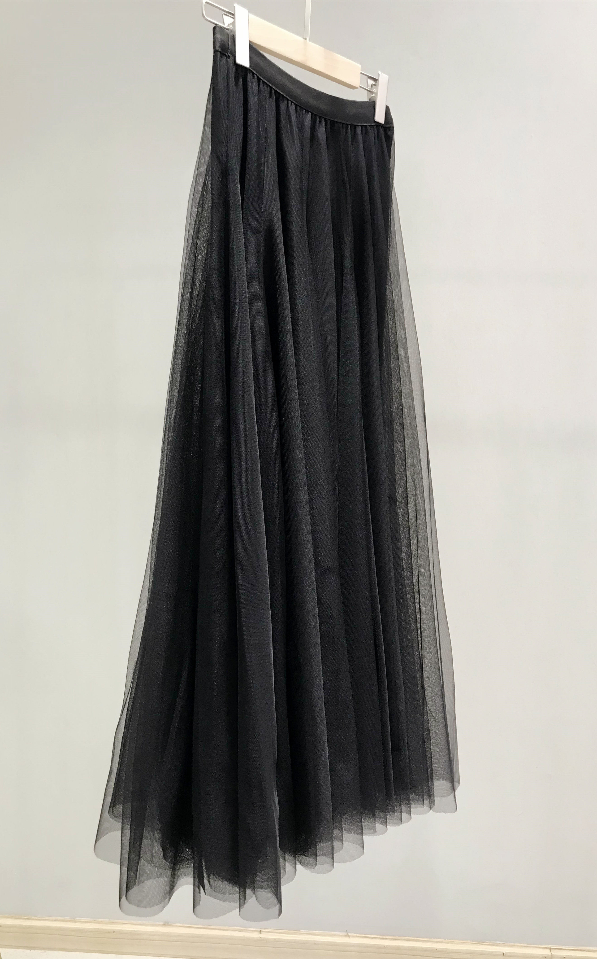 网纱裙子女春秋中长款超仙女高腰显瘦a字大码胖mm百