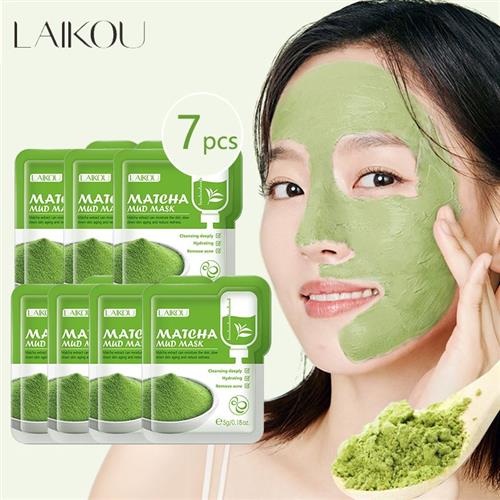 7pcs Matcha Green Clay Mud Face Mask Anti wrinkle Night Faci