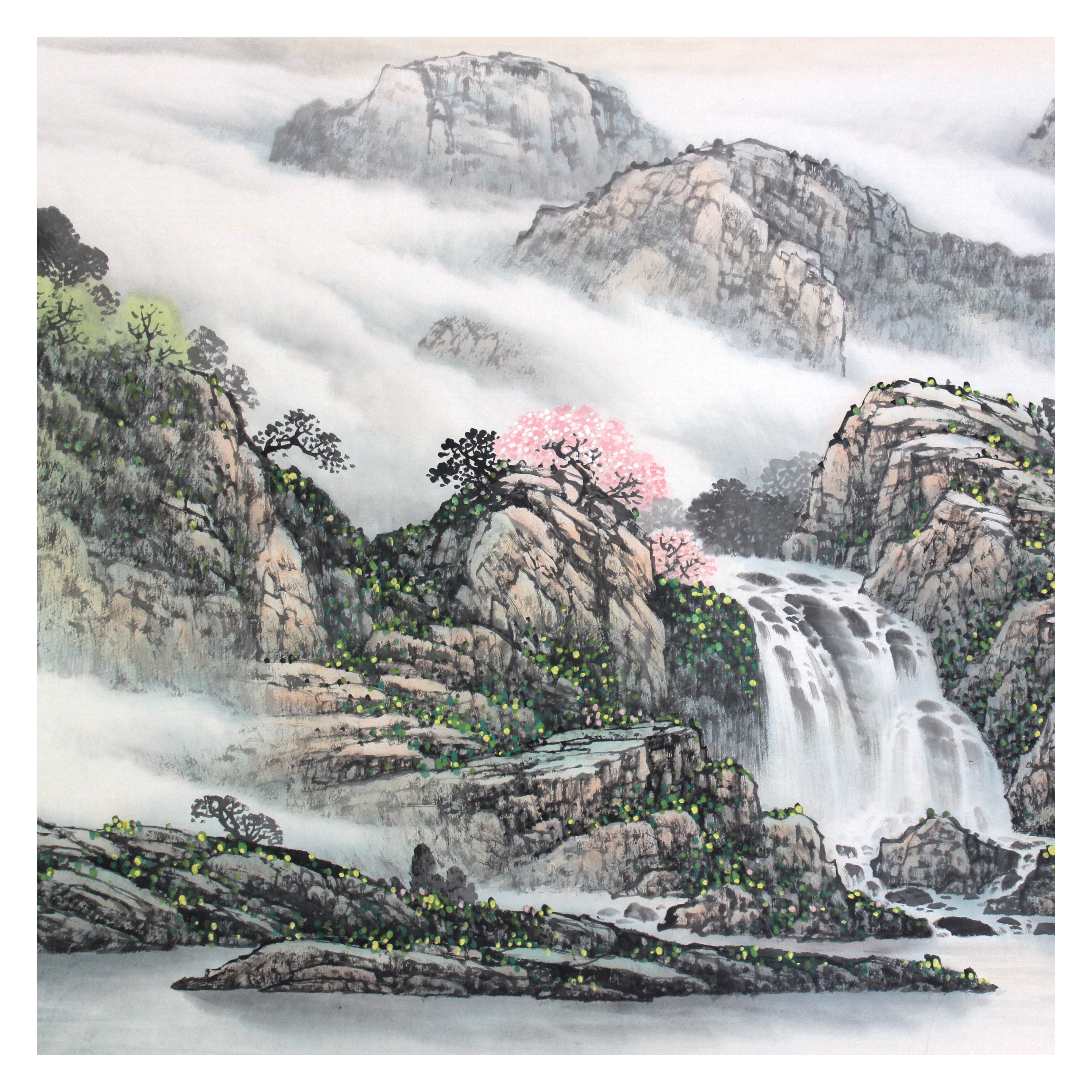 冯立飞 《云山飞瀑》河北美协会员