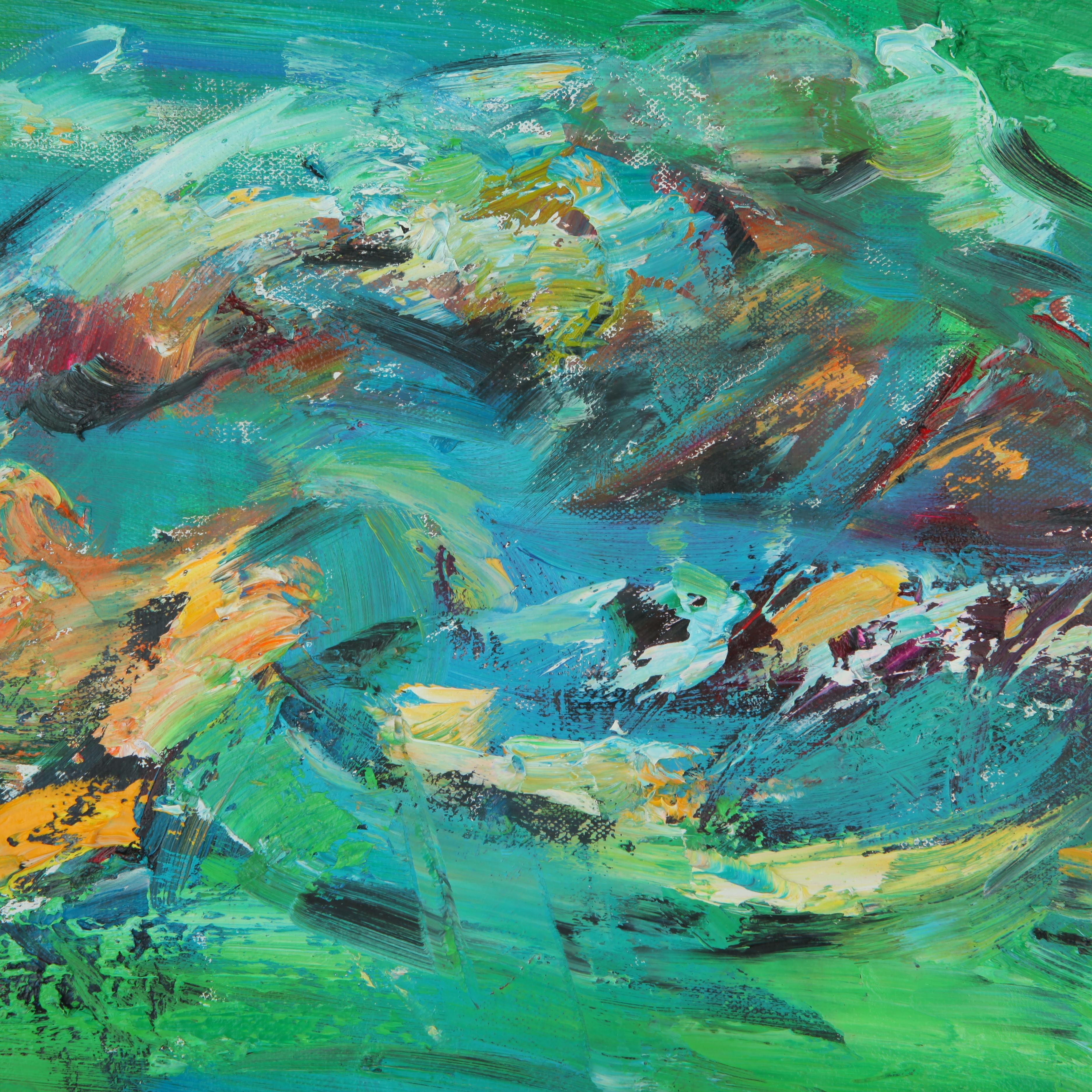 油画 直接画法 质感颇佳《绿夜》色泽耐久 张建华