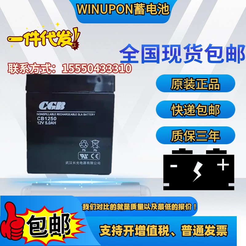 武汉长光 CGB铅酸蓄电池 CB1250 电瓶 12V 5AH 电梯专用 应急电源