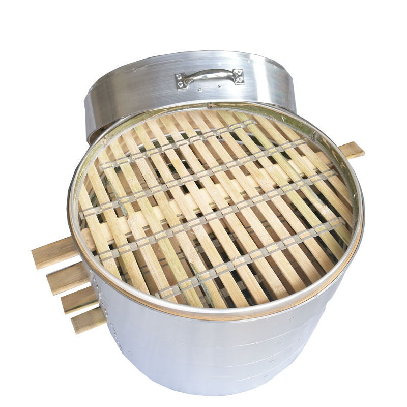 蒸笼竹制不锈钢商用特大号蒸格蒸屉包子馒头家用竹编笼屉50/52cm - 江