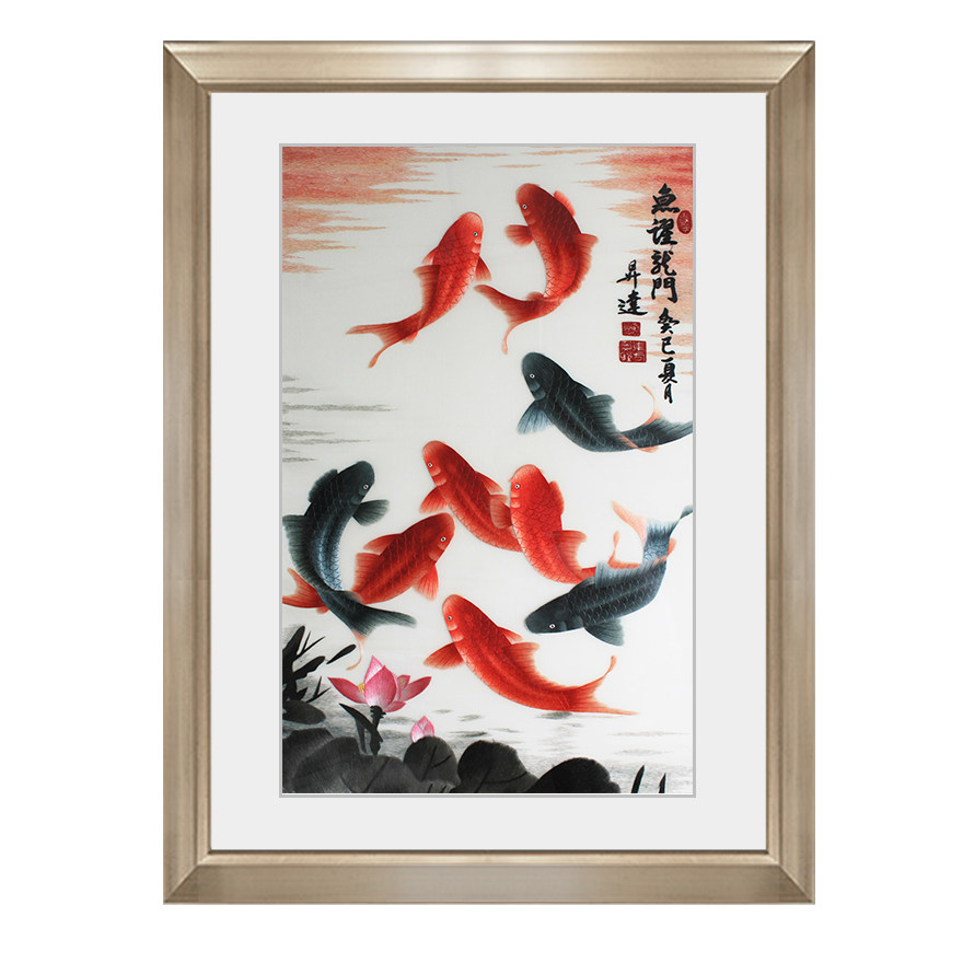 精品刺绣 《鱼跃龙门》