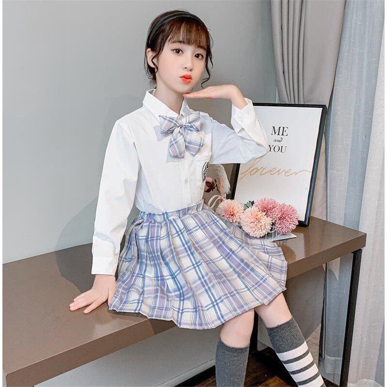 女童春秋装jk制服套装百褶裙学院风日系校服女孩长袖子短裙两件套