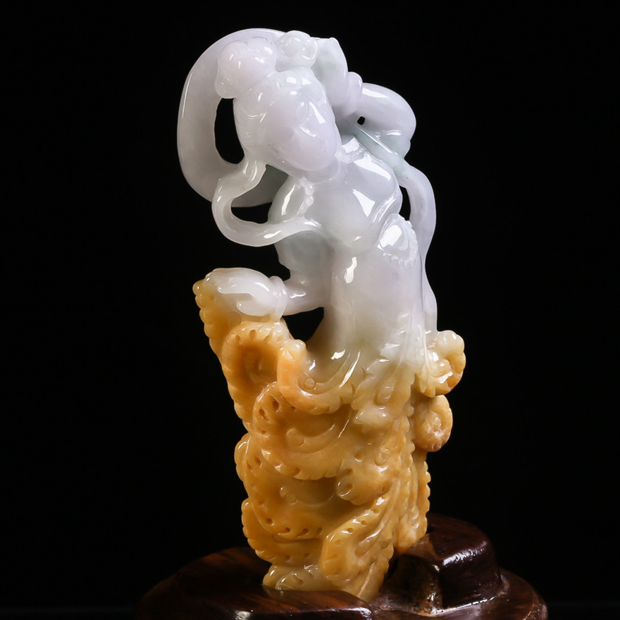 【源头好货实物已检】缅甸翡翠a货正黄翡美女摆件 101.44g