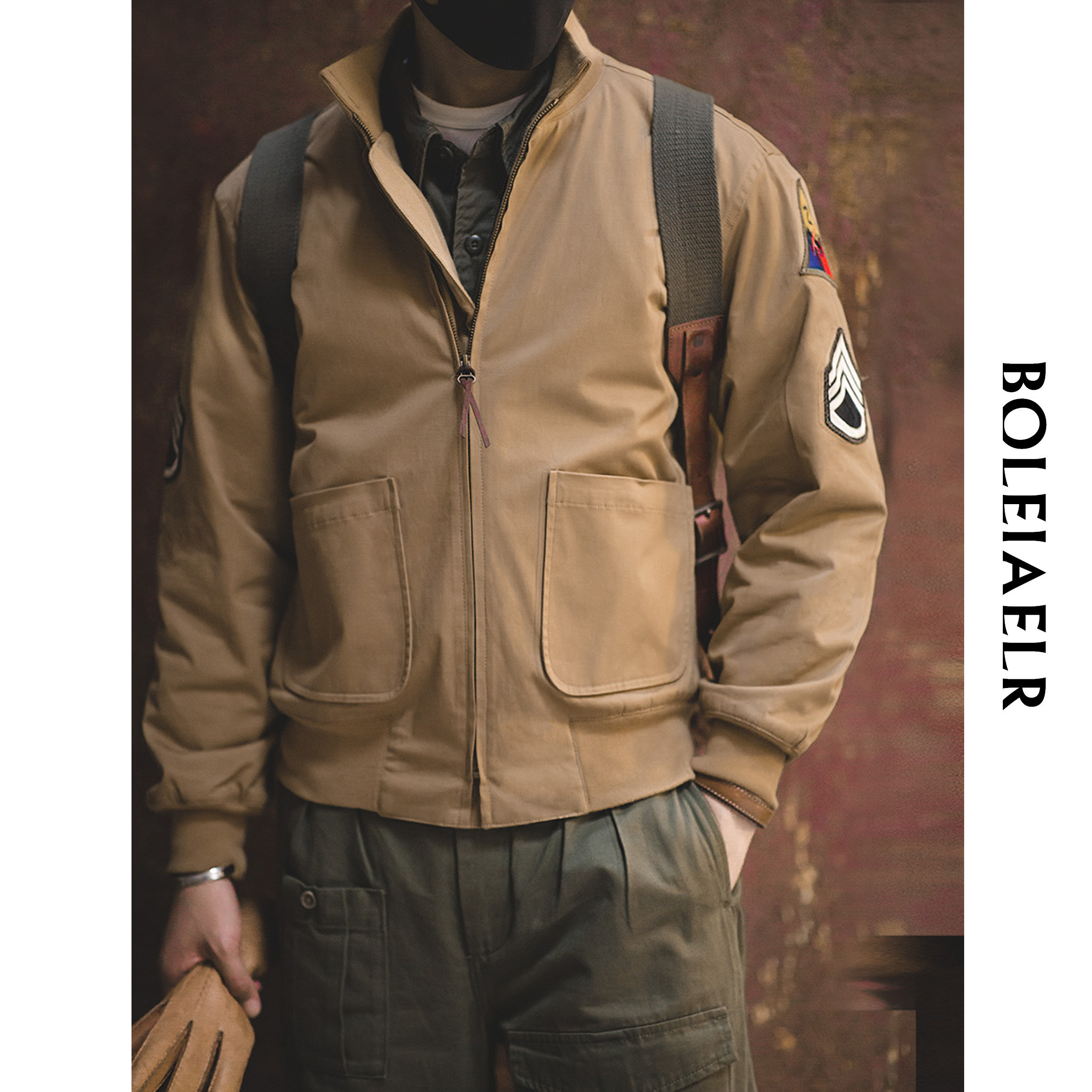 boleiaelr布拉德皮特同款春季暖和摇粒绒坦克服夹克外套棉衣男