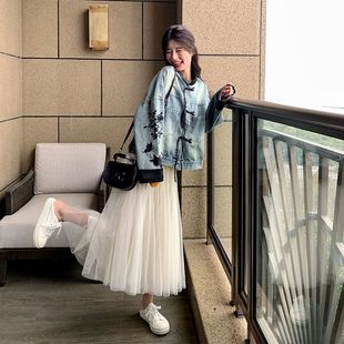 新中式国风牛仔外套女短款2024春季新款小个子设计感今年流行上衣