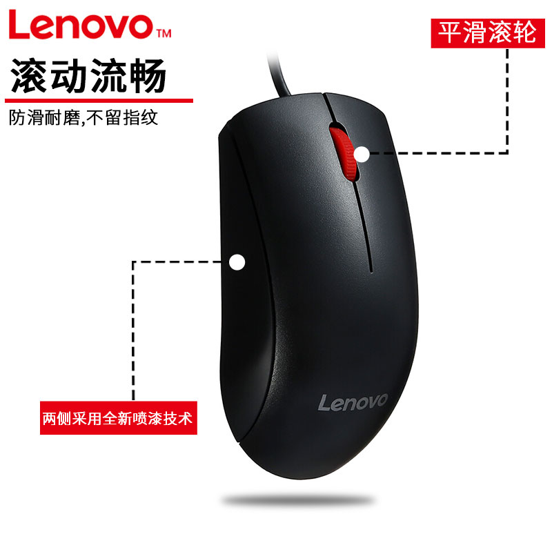 Lenovo/联想原装M120 Pro静音有线鼠标笔记本台式一体机电脑经典大红点家用商务办公吃鸡游戏磨砂usb无线鼠标