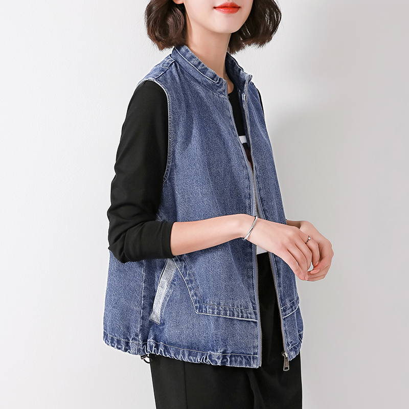 马甲女短款牛仔百搭薄款2020新款宽松休闲坎肩中年马夹背心秋优惠券