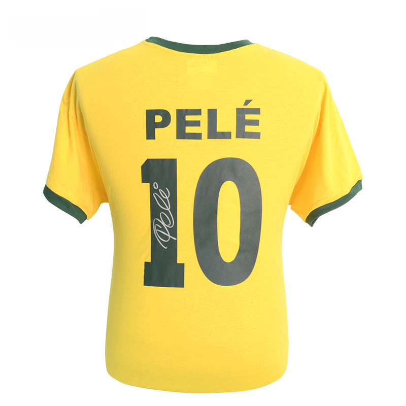 贝利亲笔签名巴西国家队主场球衣-1970世界杯冠军纪念版(背签)