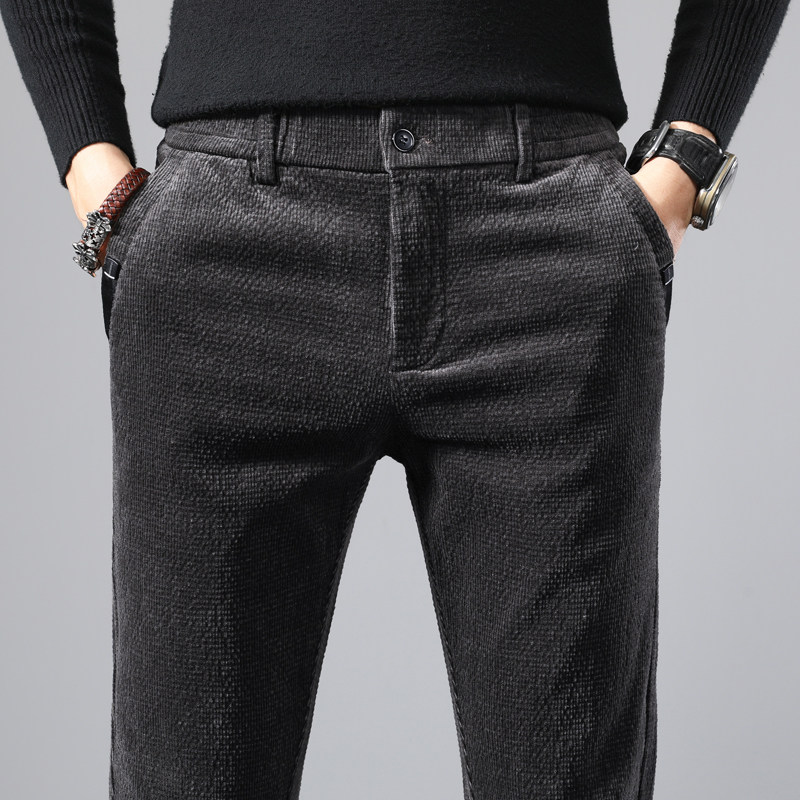 男裤秋冬季平绒休闲长裤男士直筒宽松灯芯绒裤子2021年新款潮冬装