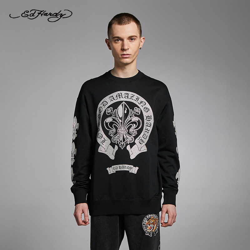 edhardy秋季士潮流宽松休闲圆领长袖卫衣e12ldm105070