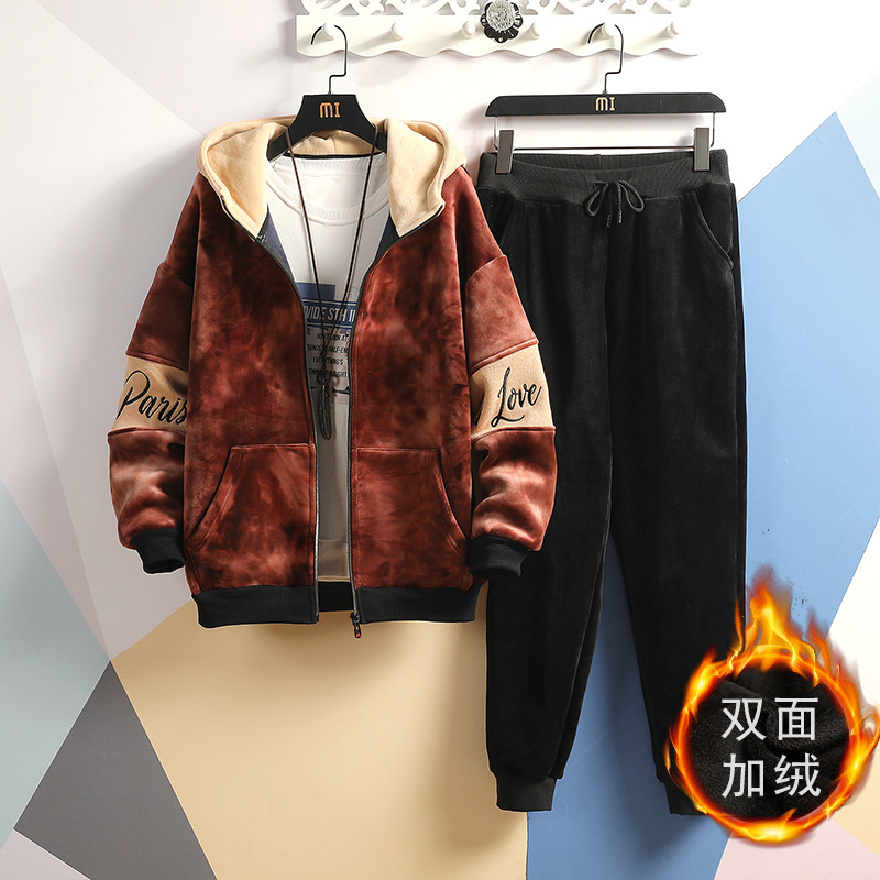 青少年男装秋冬加绒加厚运动开衫金丝绒学生男加绒加厚卫衣套装潮在类目 男装, 卫衣中 - 来自Buy2taobao.com提供专业的淘宝代购服务