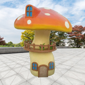 玻璃钢卡通蘑菇玻璃纤维房子造型雕塑游乐园幼儿园美陈摆件