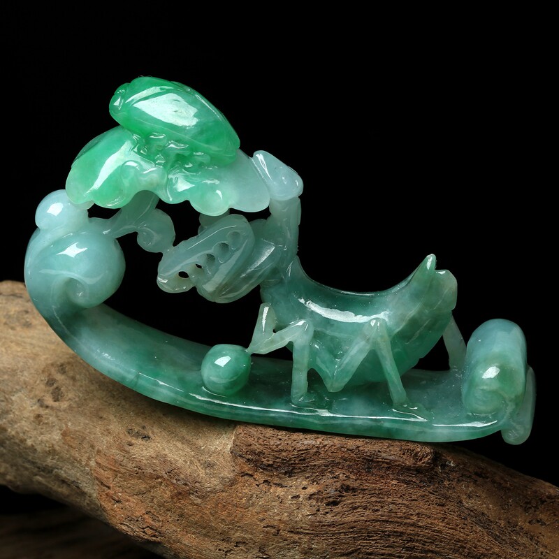 【源头好货-四会】张利永玉雕工作室糯种螳螂捕蝉小摆件24.15g