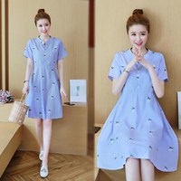 孕妇夏装娃娃裙2021新款时尚夏天裙子孕妈妈职业连衣裙上班工作服