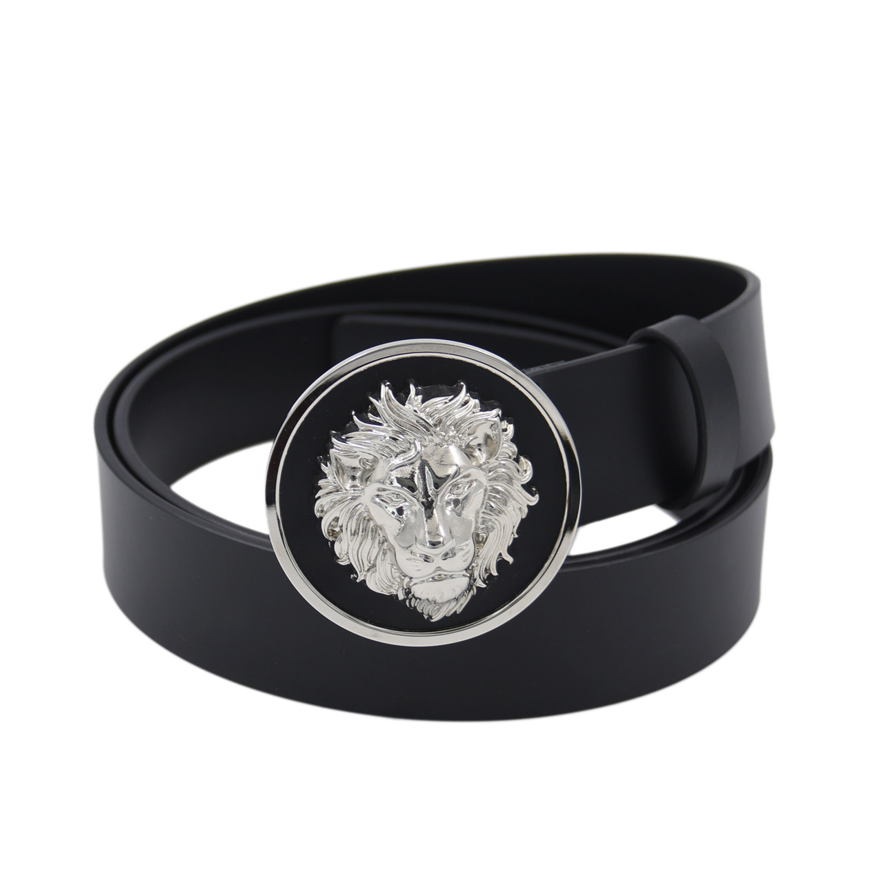 [9.8新]范思哲versace男士腰带黑色牛皮银色狮子头腰带扣100码