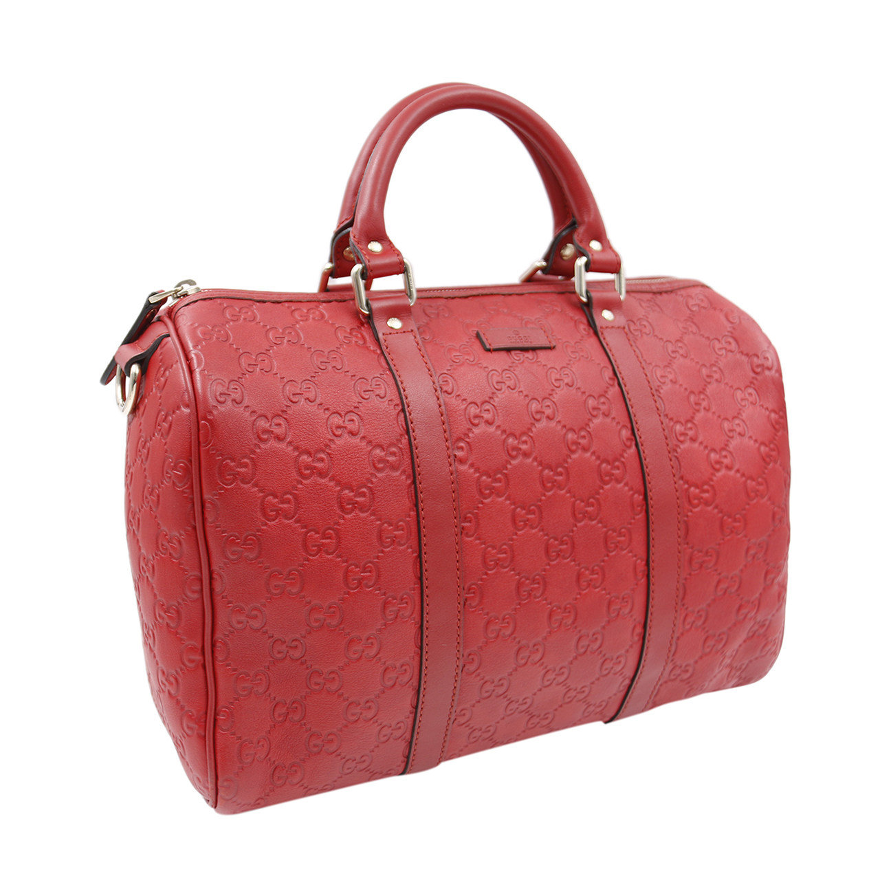 [9.0新]古驰gucci女士手提包红色经典双g压纹牛皮手提包