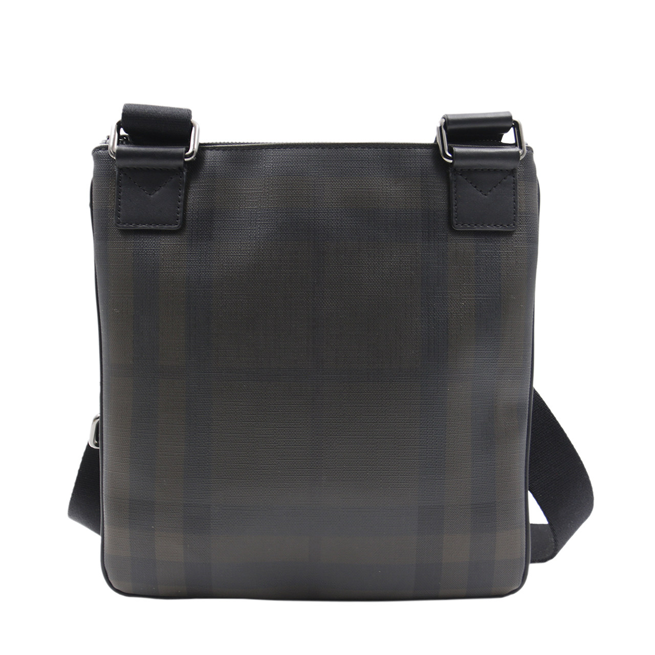 [9.9新]博柏利burberry男士单肩包灰色pvc经典格纹肩背包