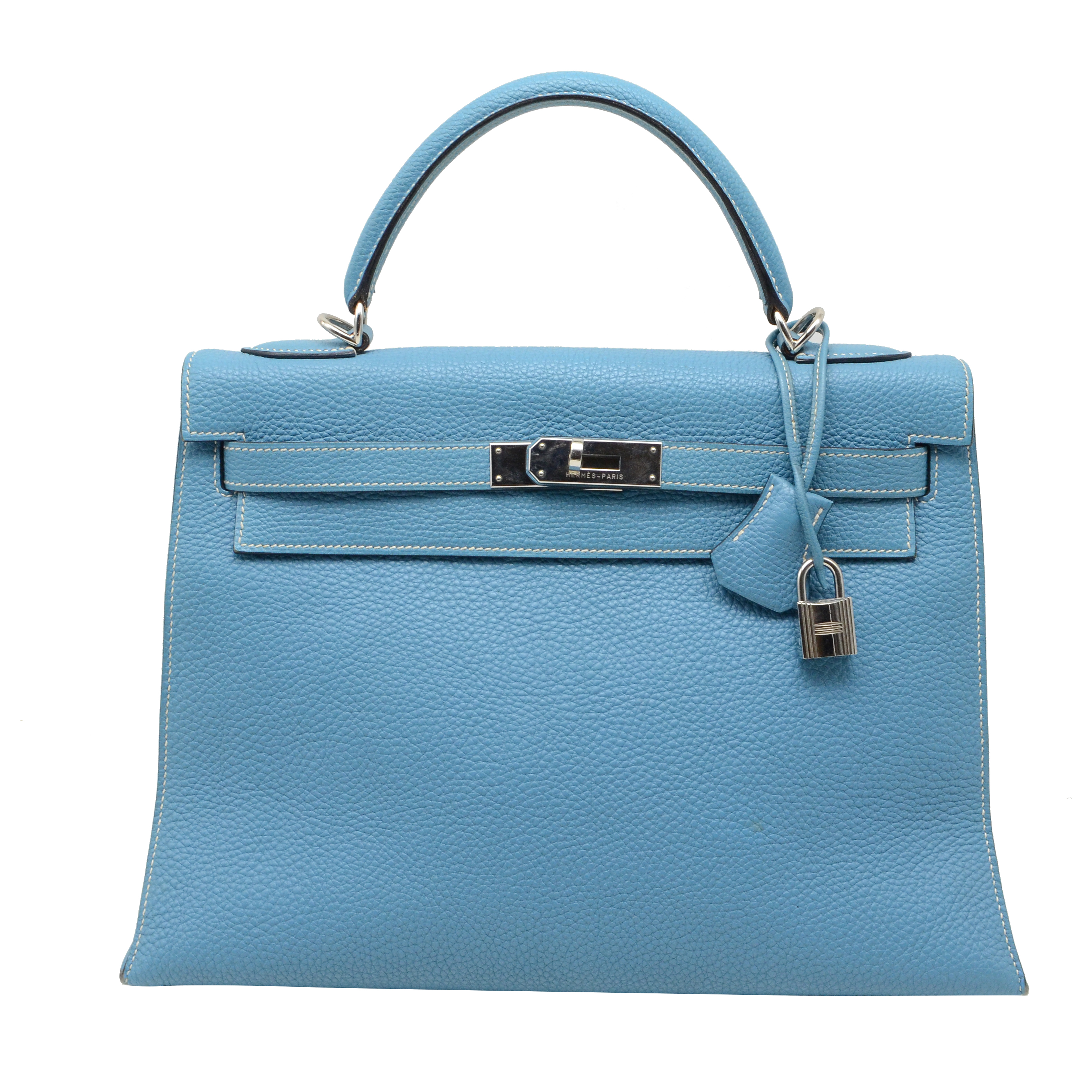 [9.0新]爱马仕hermes女士kelly32蓝色手提单肩包