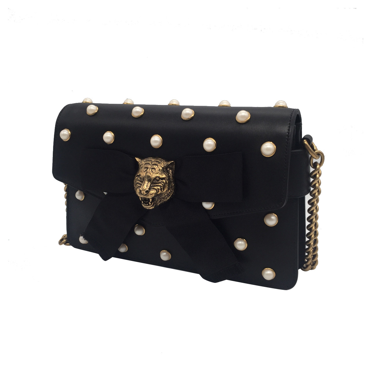 [即拍即得][9.9新]古驰gucci女士豹头单肩包高端好货