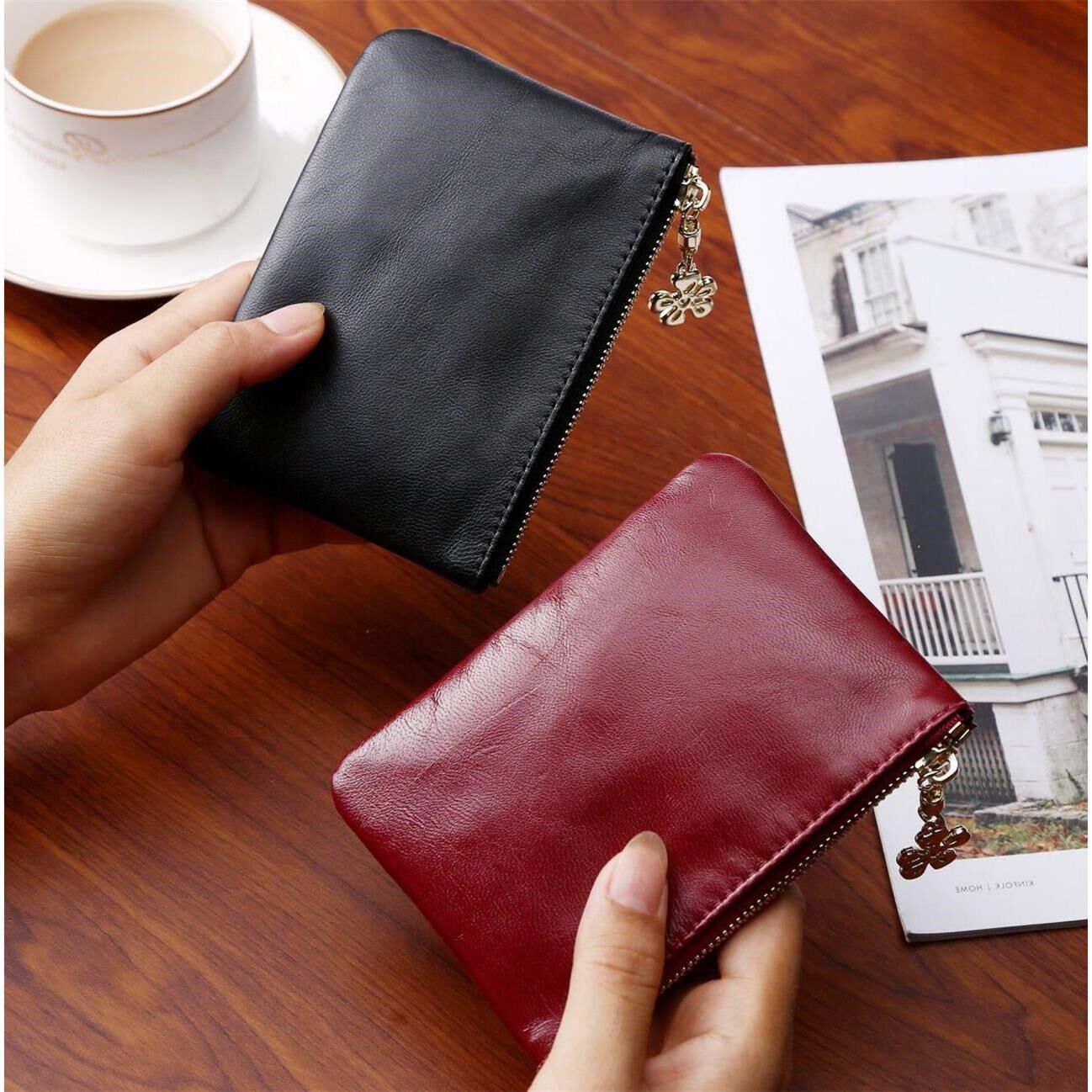 【限时抢购】羊皮质感小零钱包柔软男女卡包拉链迷你小钱包手拿包_不