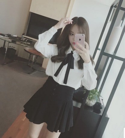 春新款韓版學生甜美系帶蝴蝶結花邊翻領長袖白襯衫百搭上衣女套裝在類目 女裝/女士精品, 襯衫中 - 來自Buy2taobao.com提供專業的淘寶代購服務