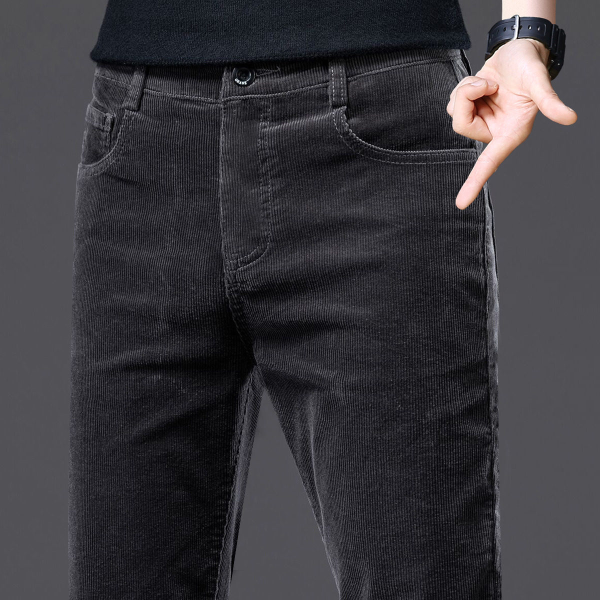 富铤男士休闲裤2022春秋冬新款潮流宽松直筒长裤子加厚灯芯绒男裤