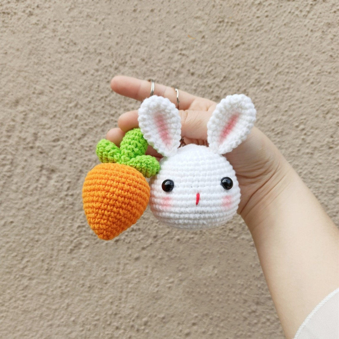 胡萝卜兔子头钩针玩偶编织材料包手工制作毛线牛奶棉娃娃diy挂件