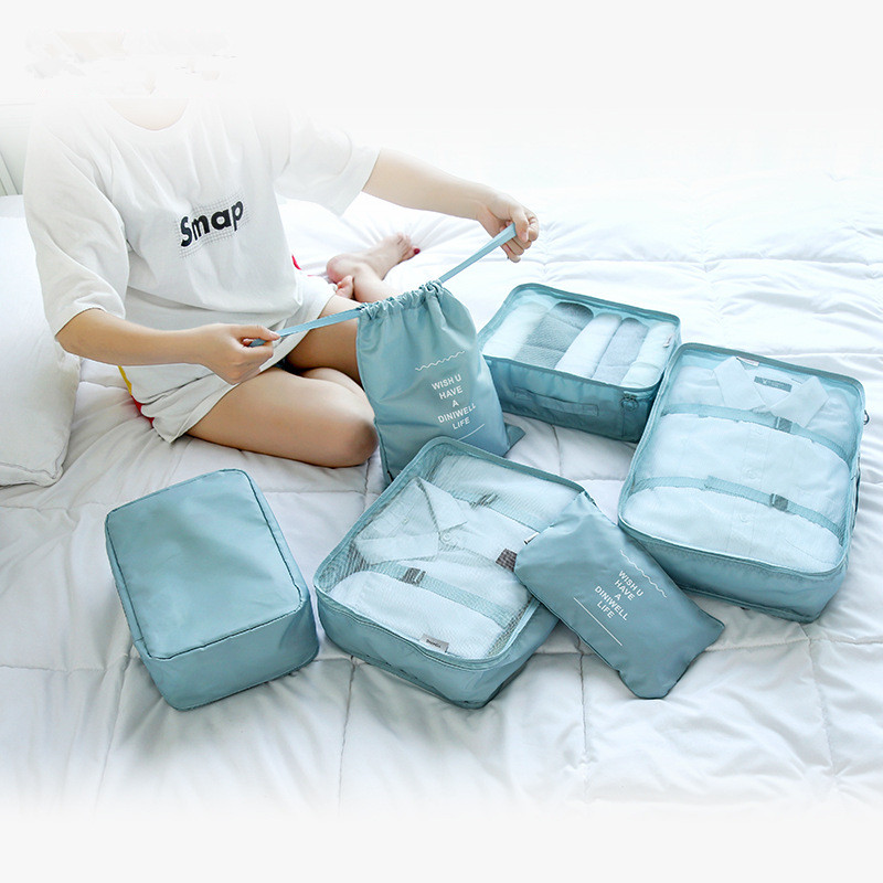 旅游出行韩版包中收纳袋防水衣服内衣整理包套装出差行李箱6件套