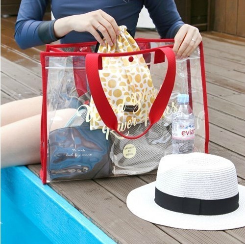 游泳包防水大容量沙滩包网红透明购物袋手提洗漱包便携衣物收纳袋